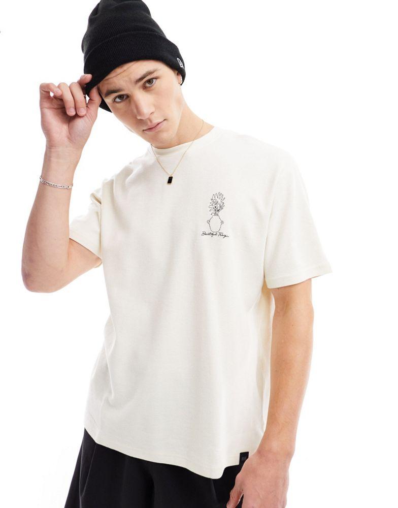 Pull&Bear Pull&Bear doodle printed t-shirt in off white