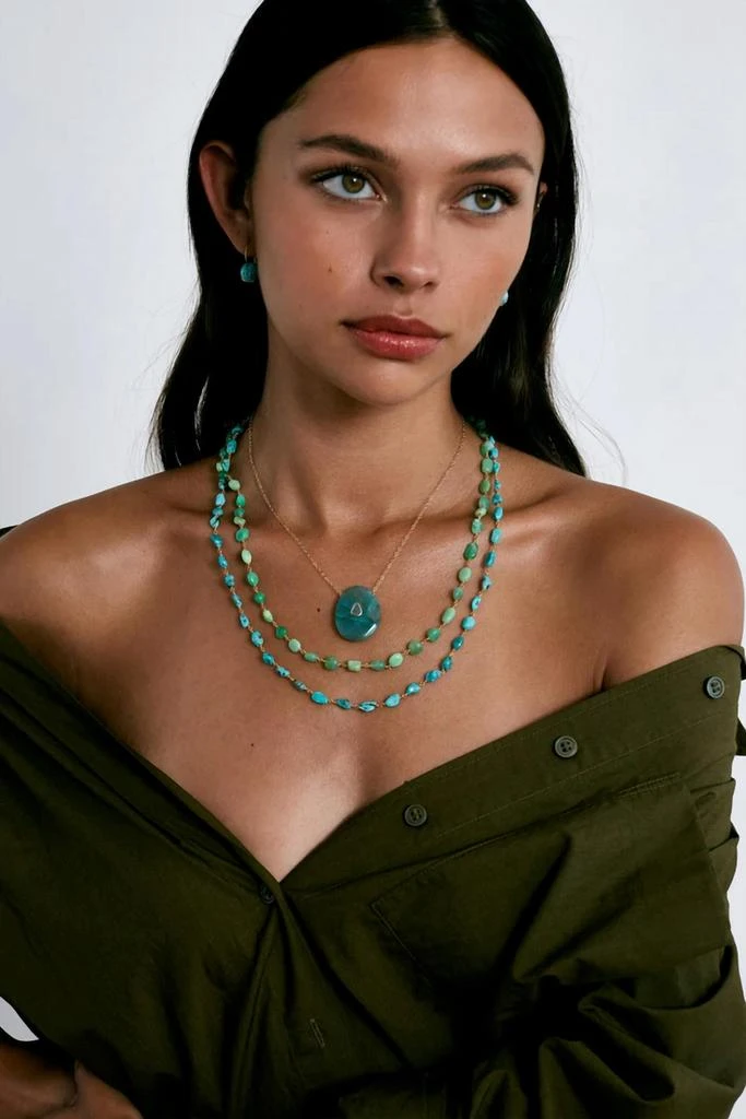 Chan Luu Women's Stone Nugget Necklace In Turquoise 3