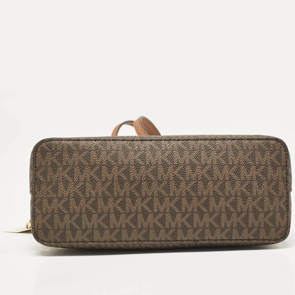 Michael Kors Michael Kors Brown Signature Coated Canvas Medium Dome Crossbody Bag 6