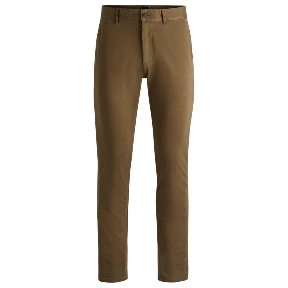 Hugo Boss Regular-fit chinos in stretch-cotton satin 1