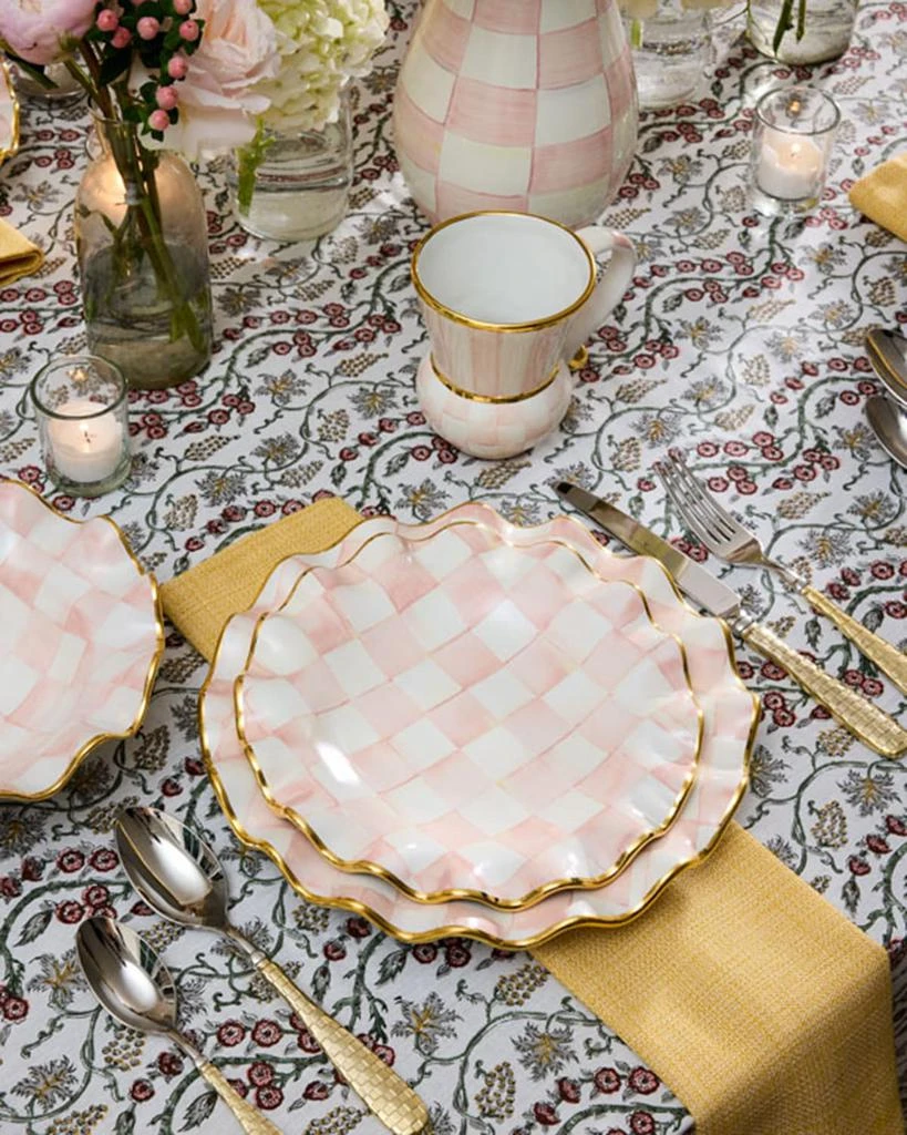 MacKenzie-Childs Rosy Check Ceramic Fluted Serving Bowl