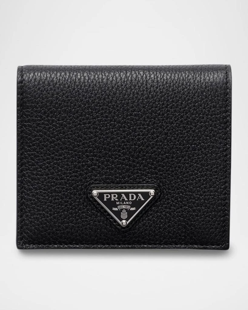 Prada Men's Vitello Daino Triangolo Bifold Wallet Wallets Free