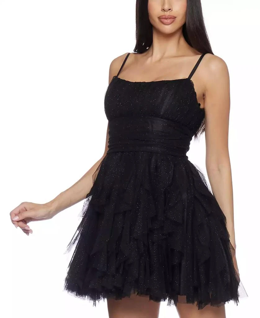 B Darlin Juniors' Scoop-Neck Fit & Flare Mini Glitter Dress 5
