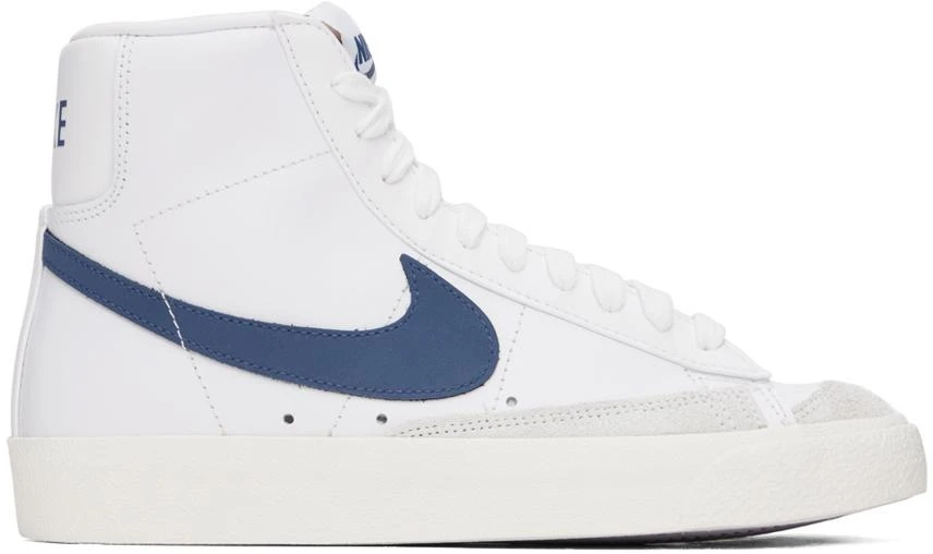 NIKE White & Blue Blazer Mid '77 Sneakers