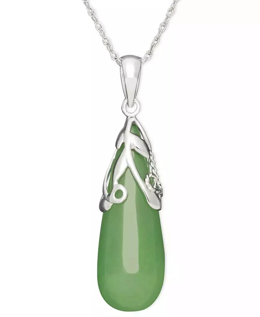 Macy
s Dyed Jade Leaf Top Teardrop Pendant Set in Sterling Silver