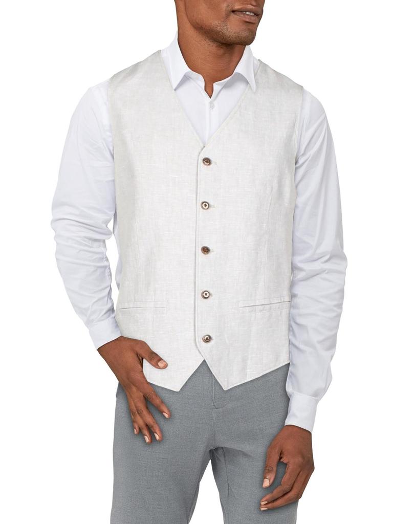 Cubavera Plus Delave Mens Slub Sleeveless Suit Vest