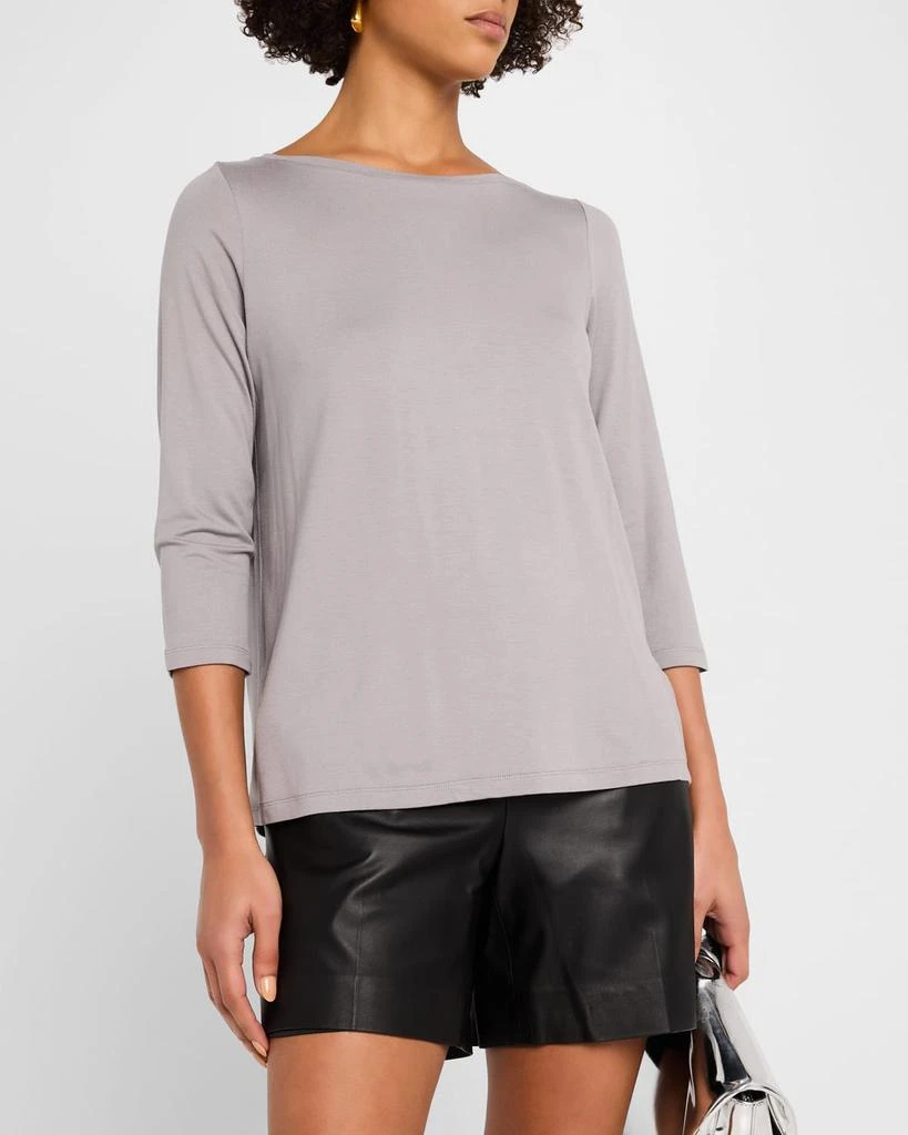 MAJESTIC FILATURES Soft Touch 3/4-Sleeve Pleat Back Crewneck Tee 4
