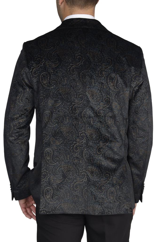 TailorByrd Black Velvet Two-Tone Metallic Paisley Sport Coat