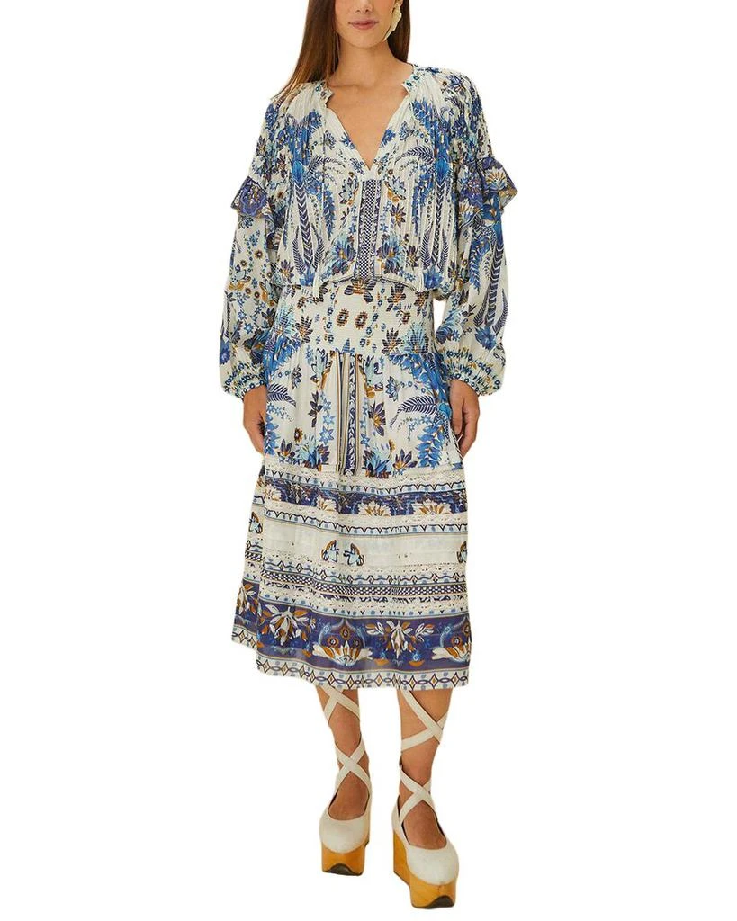 knee length dresses for ladies Pink Seashell Tapestry Midi Dress – FARM Rio main image 0