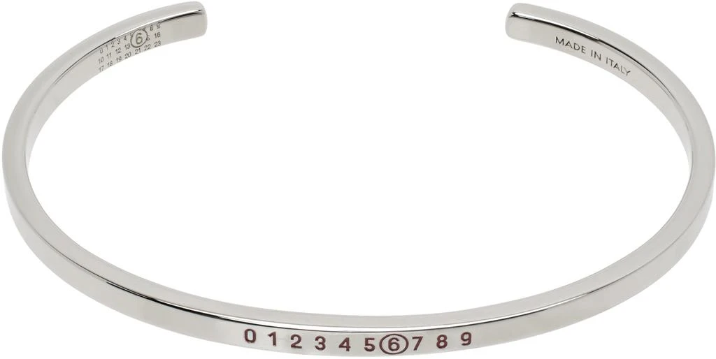 MM6 SSENSE Exclusive Silver 'Year of the Snake' Minimal Logo Cuff Bracelet 1