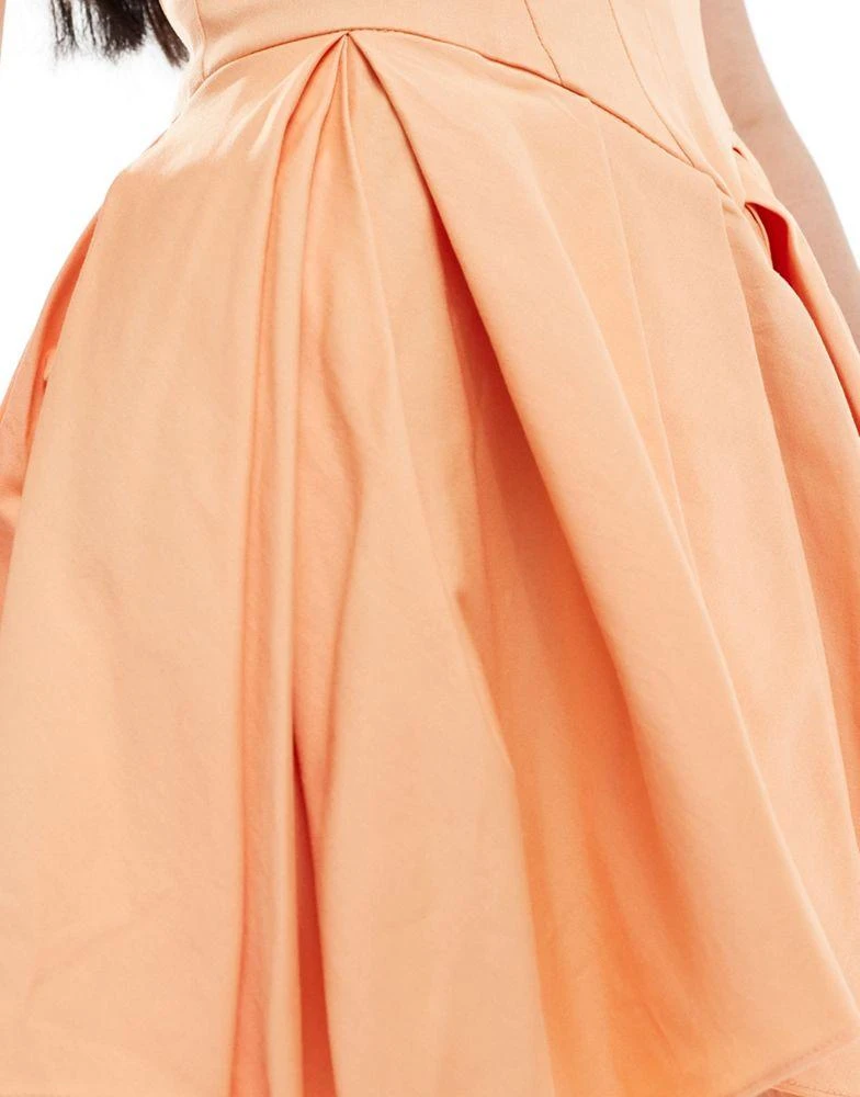 ASOS ASOS DESIGN structured bandeau mini dress with full skirt in peach 4