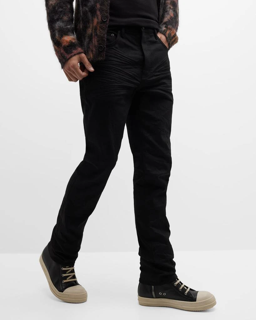 PURPLE Men's P005 Black Raw Slim-Fit Jeans 5