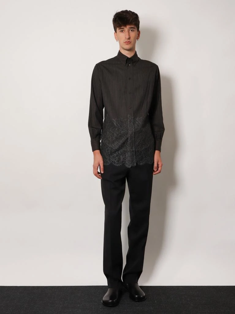 Fendi Pinstriped wool shirt with lace insert 2