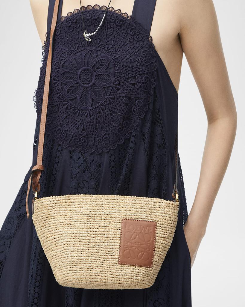 LOEWE直営2025春夏PAULA'S IBIZA Raffia Pochette クロスボディ Loewe + Paula's Ibiza Pochette leather-trimmed woven raffia