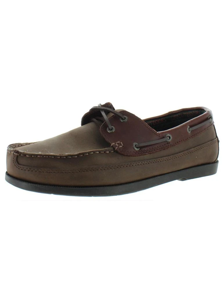 Life Outdoors Mens Leather Lace-Up Boat Shoes 3