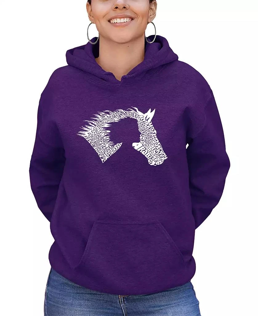 LA Pop Art Women's Word Art Girl Horse Hooded Sweatshirt 4