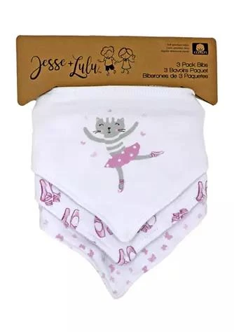 Grandmas2Share Baby Boys and Girls 3 Pack Bandana Baby Bibs, Ballet