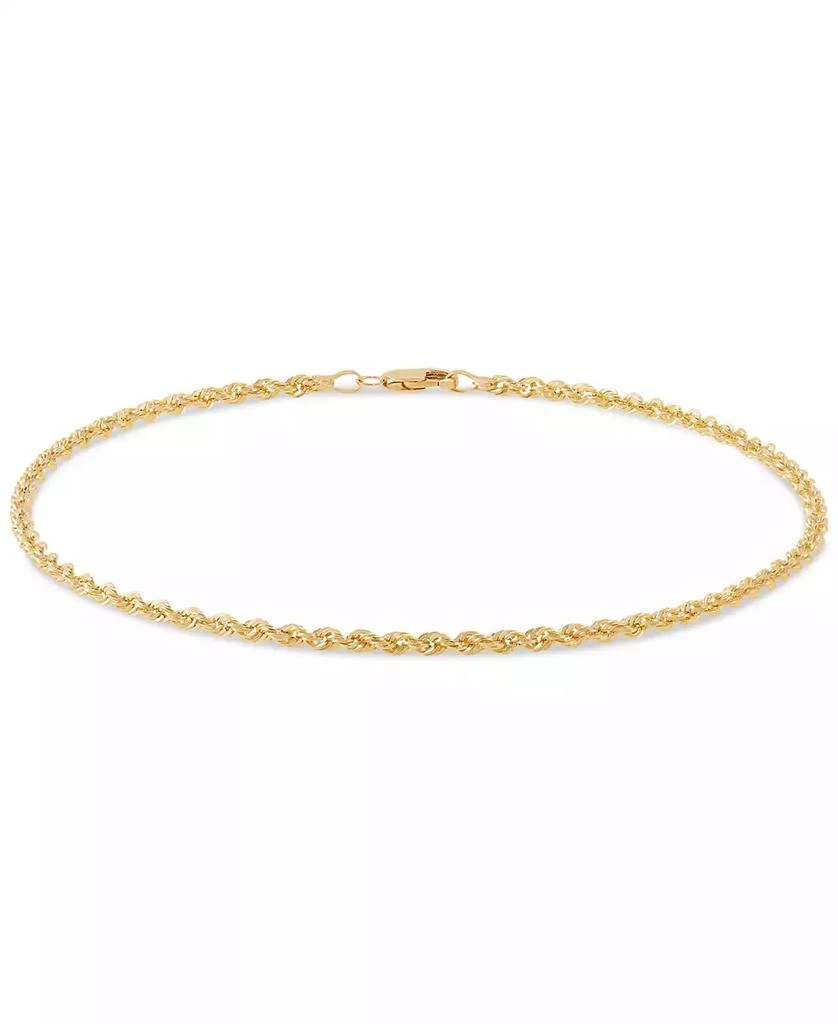 Macy's Polished Classic Rope Link Chain Ankle Bracelet in 14k Gold 1