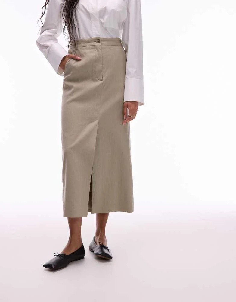ARKET ARKET linen utility midaxi skirt in beige 4