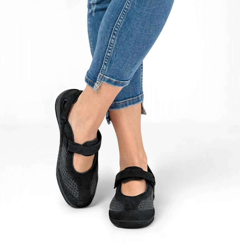 OrthoFeet Women's Sanibel Mary Jane Shoes - Xxw Width In Black 2
