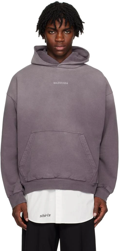 Balenciaga Purple Embroidered Hoodie 1