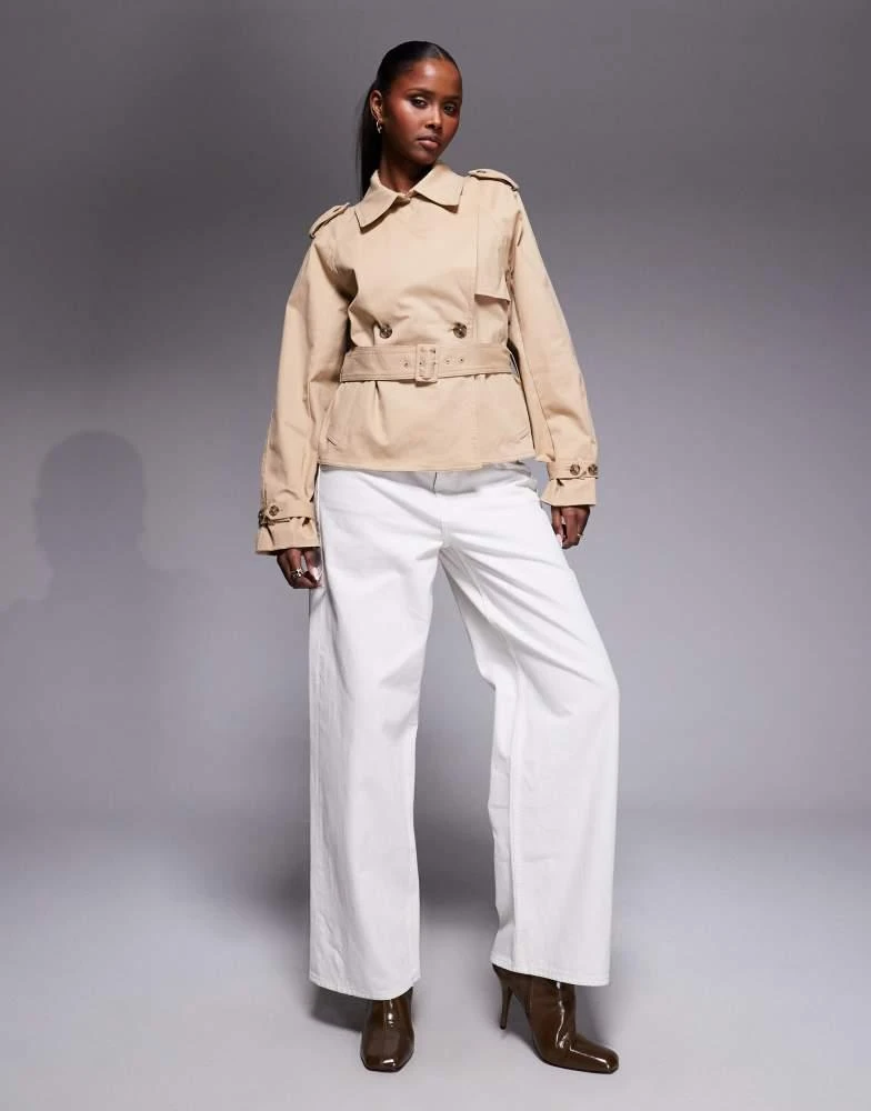 Good American Good American cropped trench jacket in sandy fawn 4
