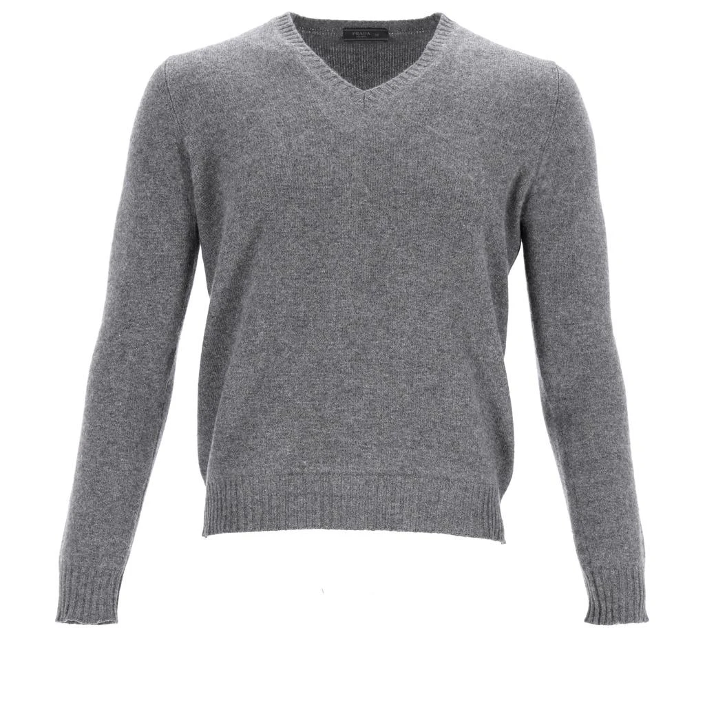 Prada V-Neck Pullover in Grey Wool 6
