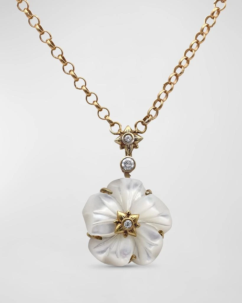Stephen Dweck White Mother of Pearl and White Diamond Pendant Necklace in 18K Gold 1