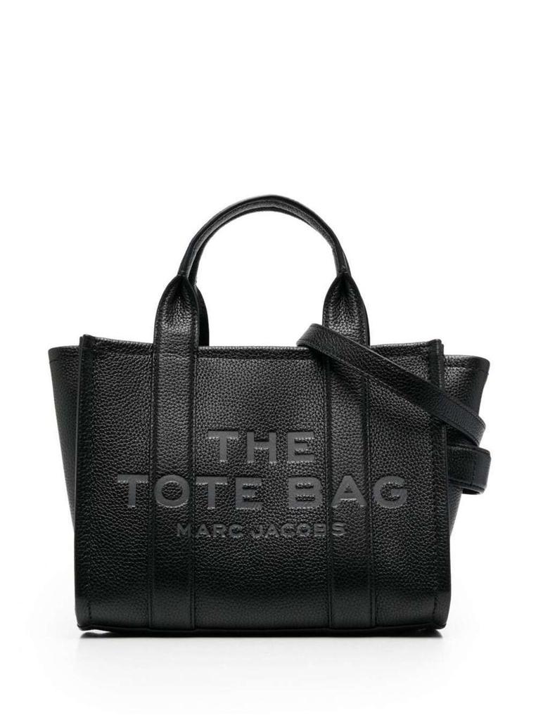 Marc Jacobs 'The Mini Tote Bag' Black Shoulder Bag With Logo In Grainy Leather Woman