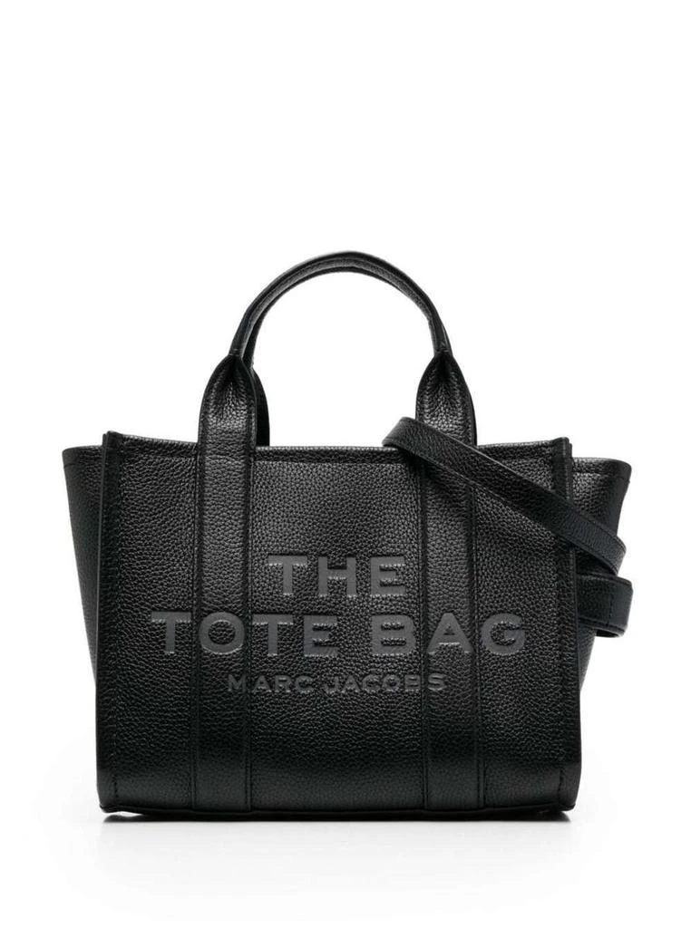 Marc Jacobs 'The Mini Tote Bag' Black Shoulder Bag With Logo In Grainy Leather Woman 1