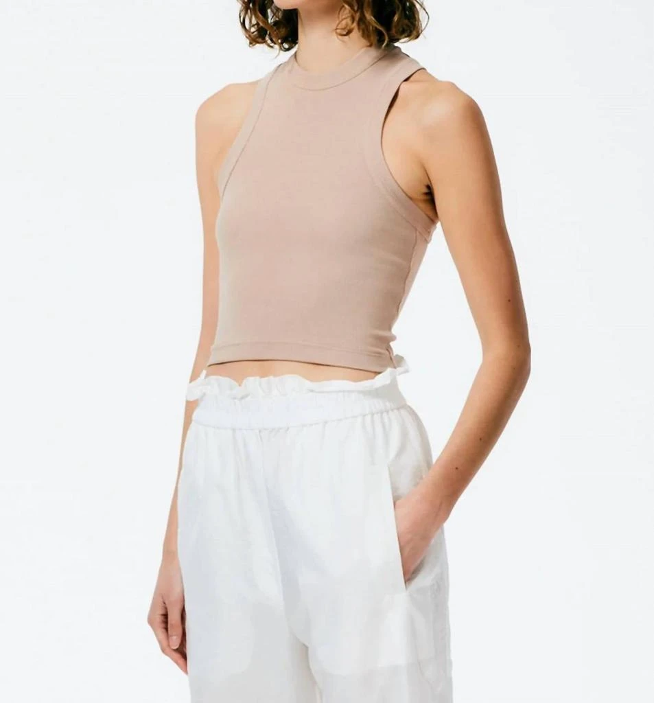 Tibi Ribbed Cropped Tank In Sand 2