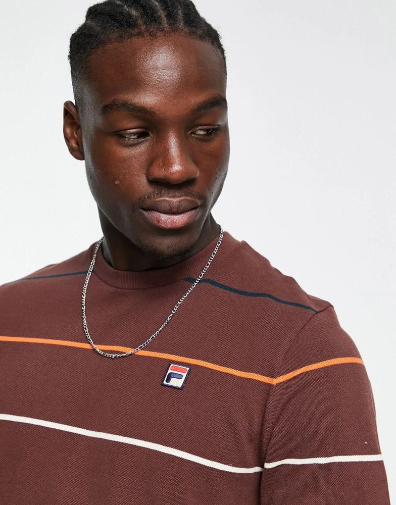 Fila Fila striped t-shirt with branding in brown 4