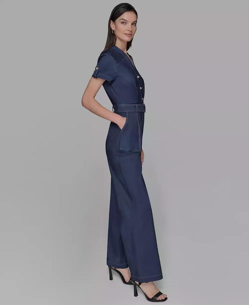 【美品】アメリ　AMERI V NECK DENIM JUMPSUIT ブラック Ameri（アメリ）の「V NECK DENIM JUMPSUIT（つなぎ