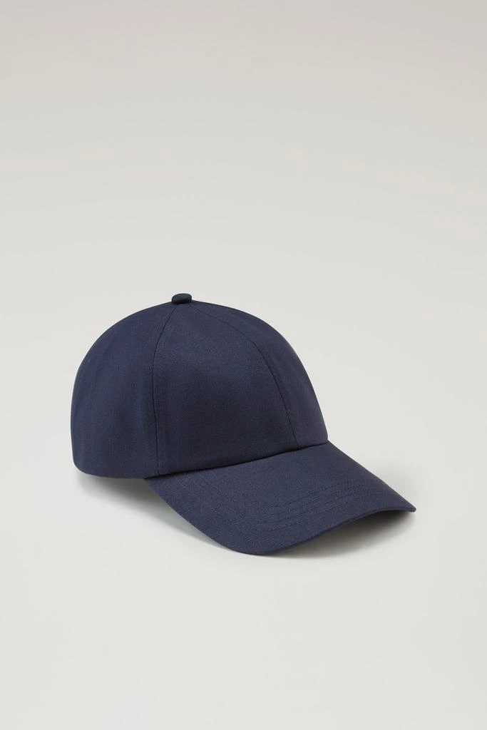 Woolrich Logo Baseball Cap in Pure Cotton Twill - Unisex - Blue 1