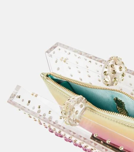 Aquazzura Tequila crystal-embellished clutch 3