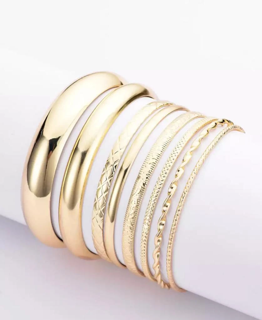 ADORNIA Gold 8-Bangle Set 4