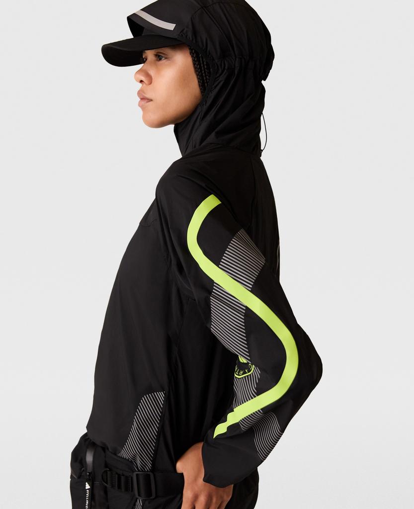 Stella McCartney Stella McCartney - TruePace Hooded Running Jacket, Woman, Black/Semi-Solar Slime, Size: M