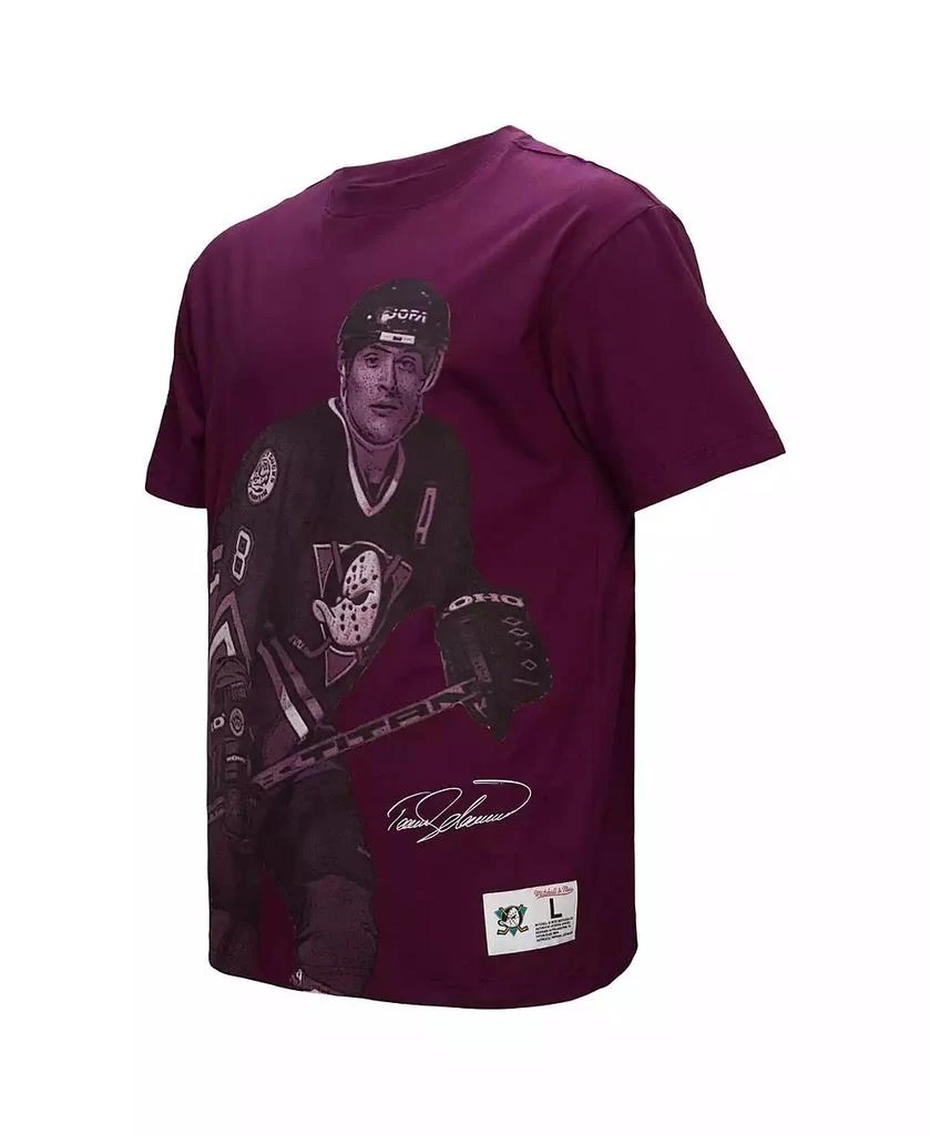 Mitchell & Ness Men's Teemu Selanne Purple Anaheim Ducks Ultimate Player Vintage Logo T-Shirt 2