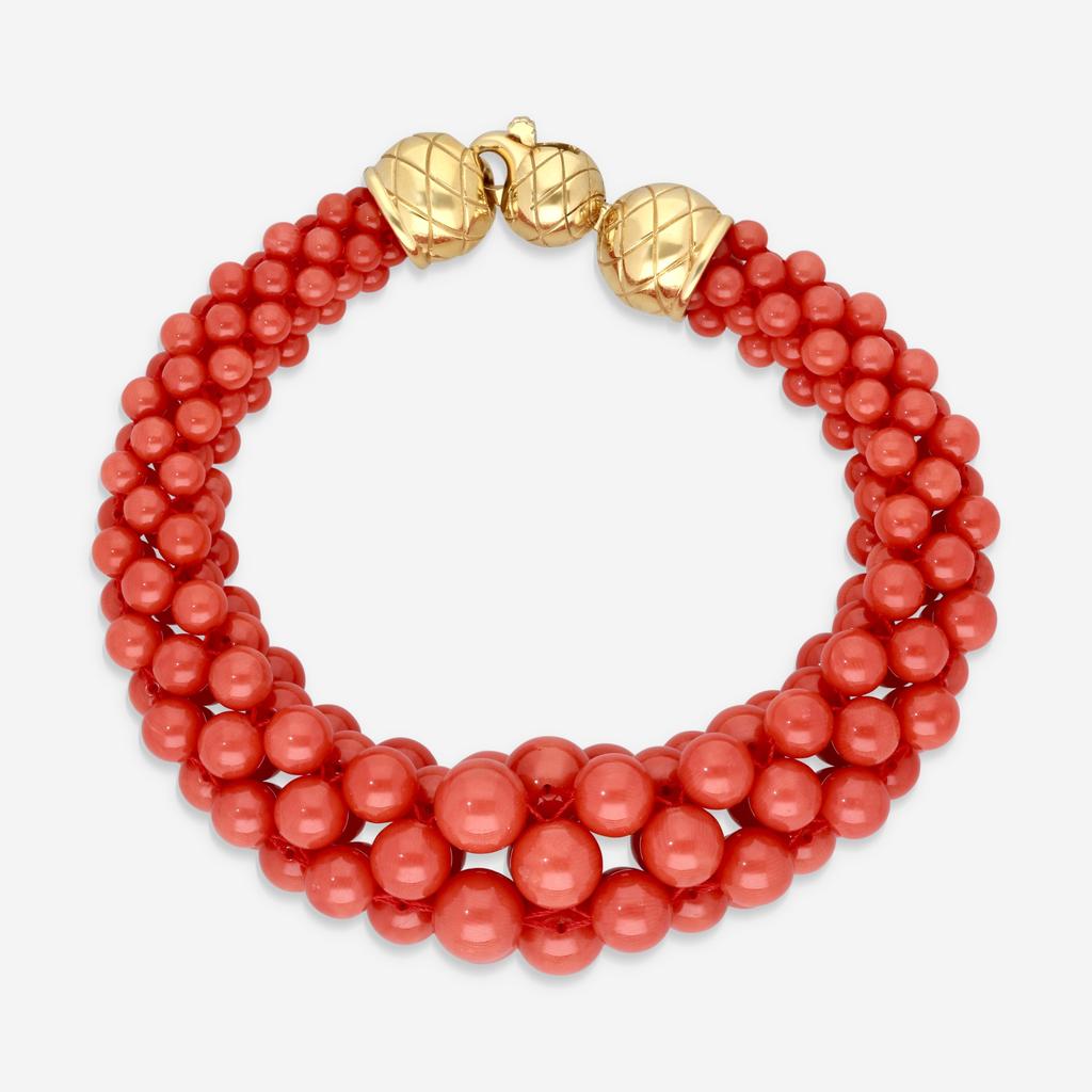 Assael Assael 18K Yellow Gold Sardinian Coral Bayadere Bracelet B1887-6