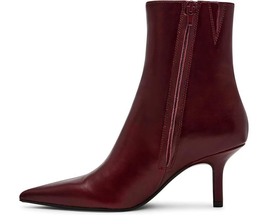 Steve Madden Alston Booties Women's US 7.5 Burgundy Leather Pointed Toe ZPO2764 2