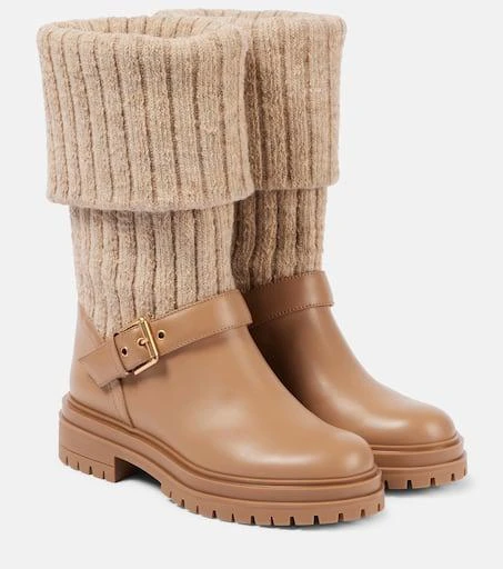 Gianvito Rossi Thurso leather-trimmed sock boots 1