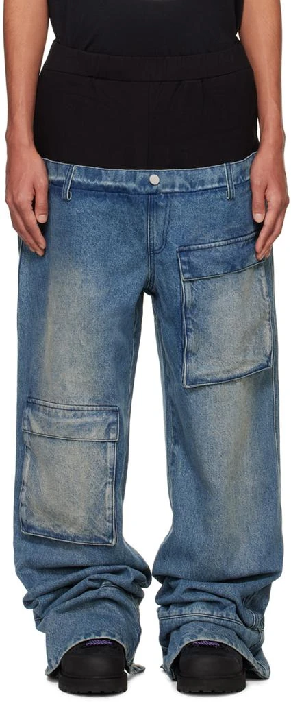 SPENCER BADU Blue Double Layered Jeans 1