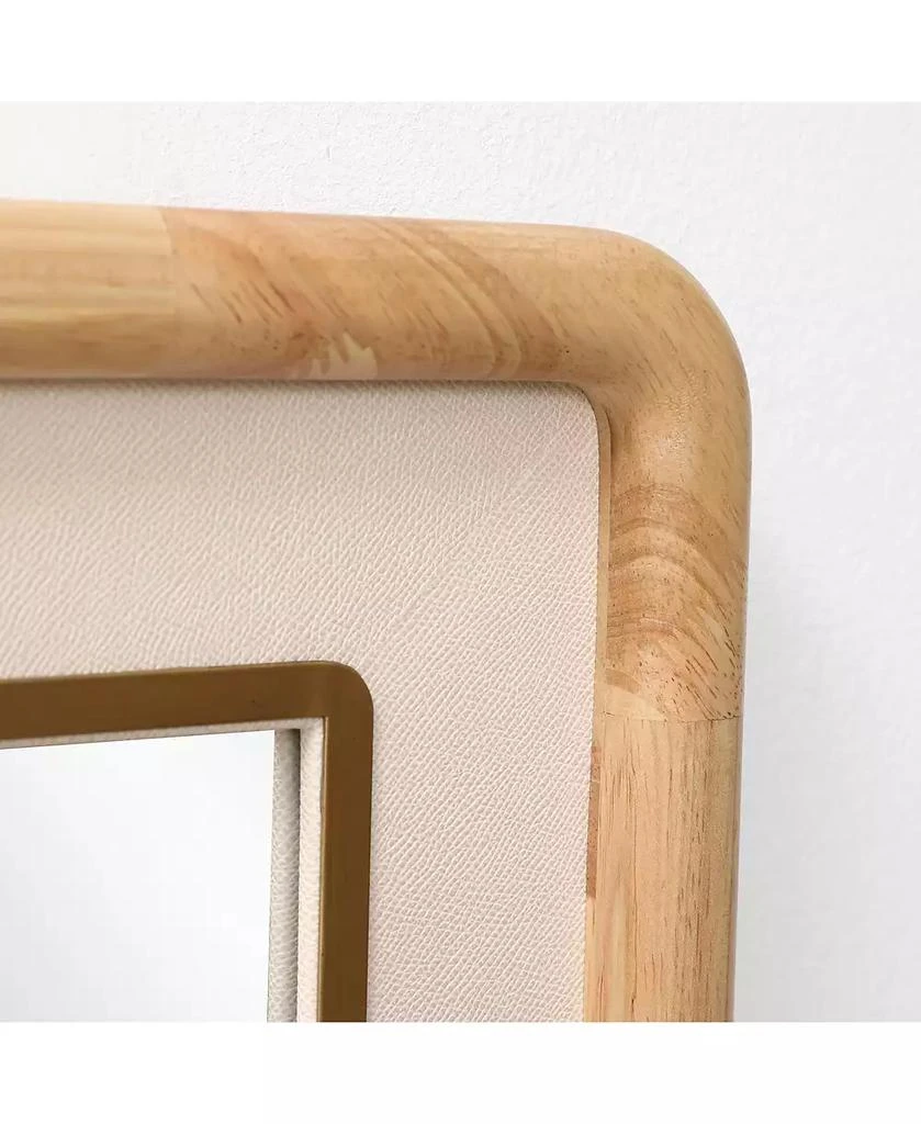 LuxenHome Rounded Rectangle Decorative Wall Mirror, 35" Rubberwood Frame with PU Leather Accent 8