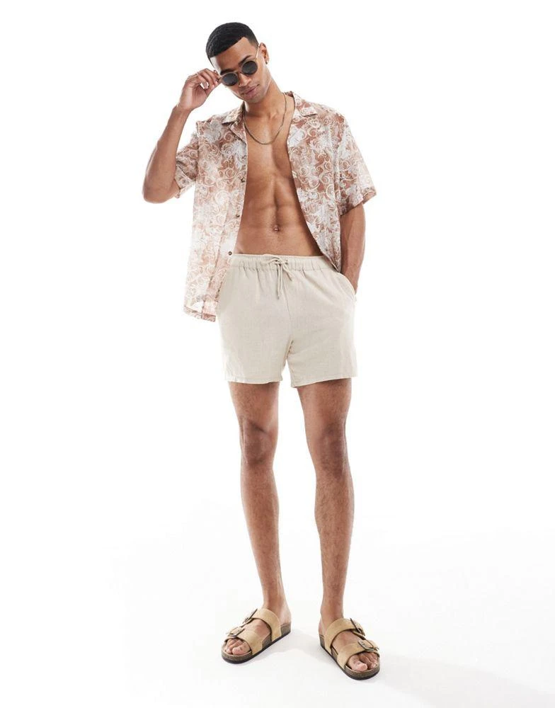 ASOS ASOS DESIGN relaxed revere shirt with baroque floral print in neutral 2