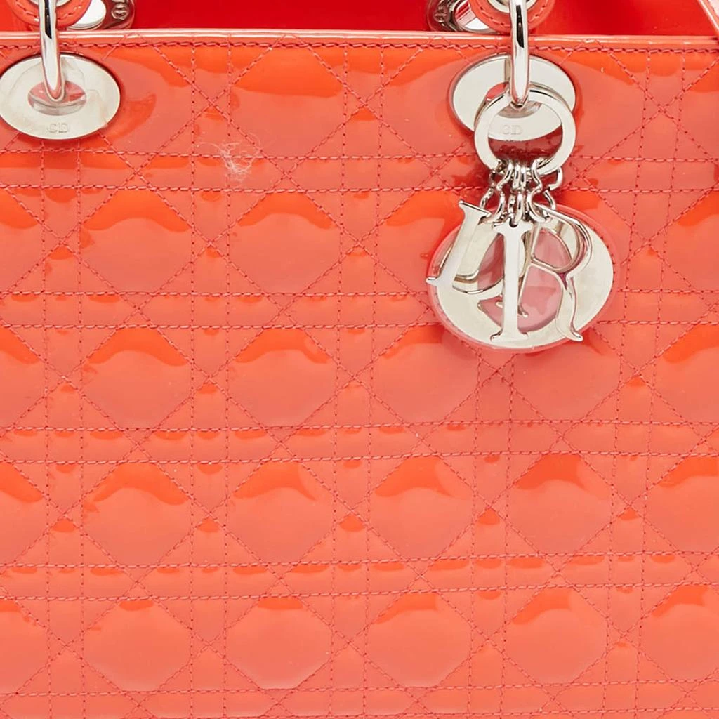 Dior Dior Orange Cannage Patent Leather Large Lady Dior Tote 8
