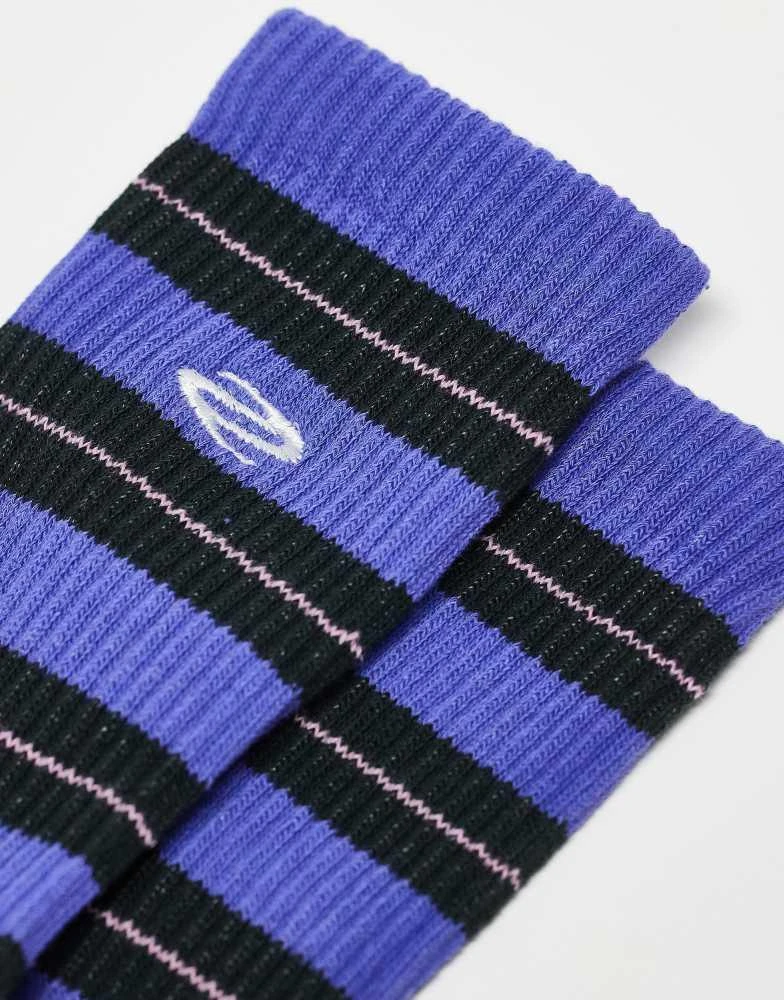 Weekday Weekday sports socks in purple stripe 2