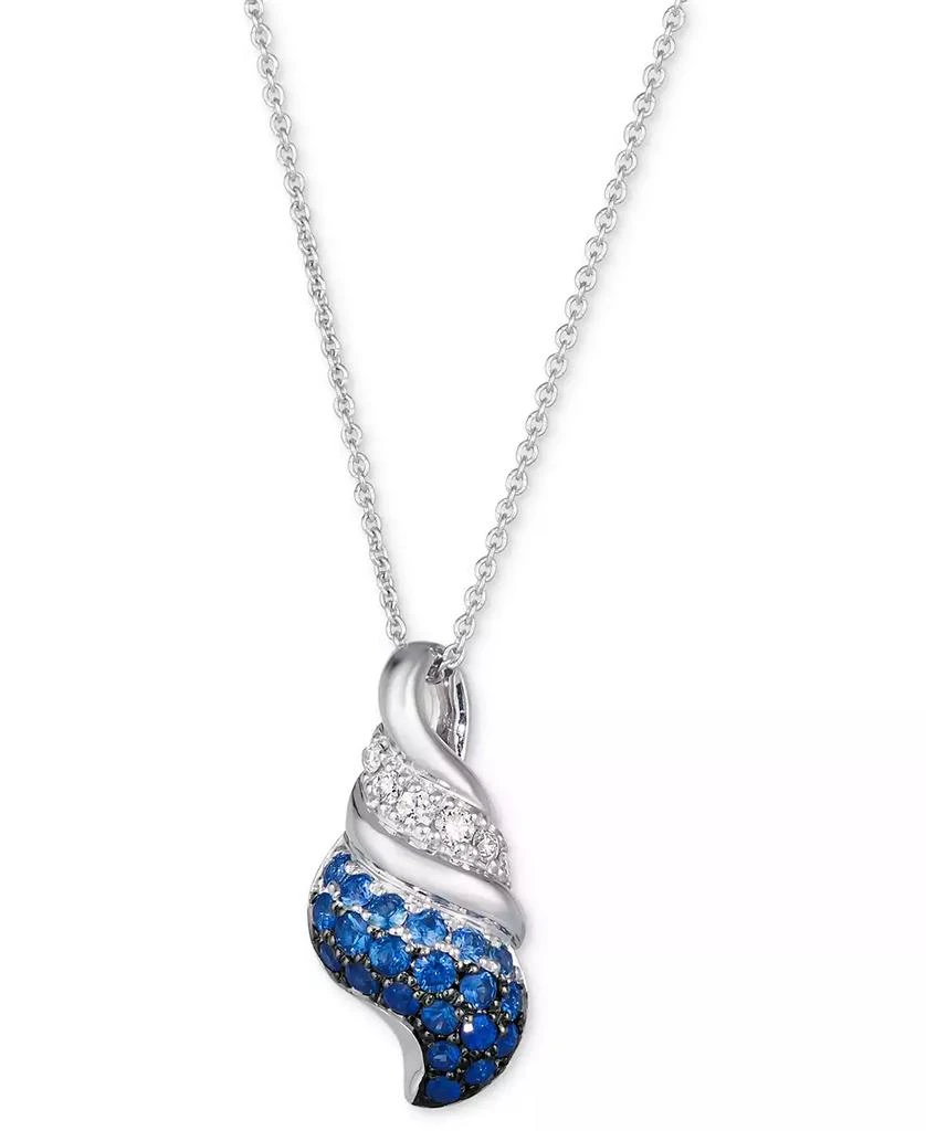 Le Vian Sapphire Ombré (3/8 ct. t.w.) 
Diamond (1/20 ct. t.w.) Conch Shell Adjustable 20" Pendant Necklace in 14k White Gold 1