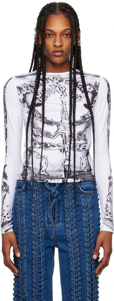 Jean Paul Gaultier White 'The Gaultier Paris' Long Sleeve T-Shirt 1