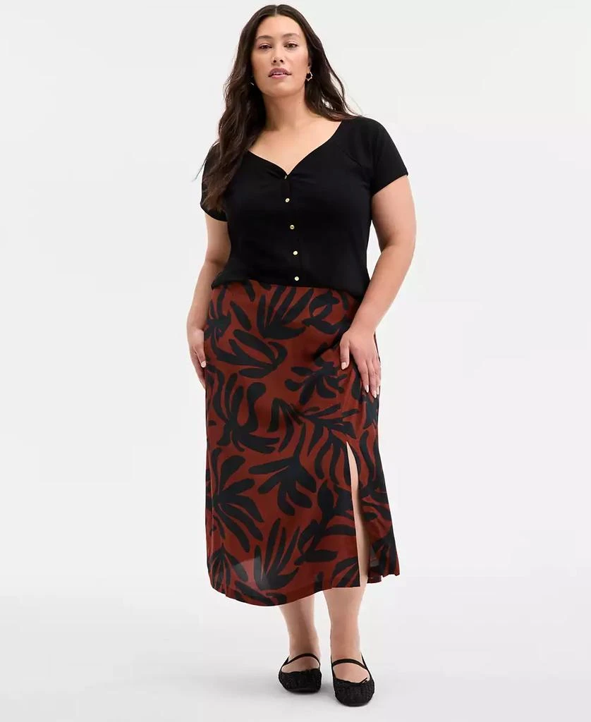 On 34th Trendy Plus Size Underwater Floral Slip Skirt, Exclusively at Macy's 1