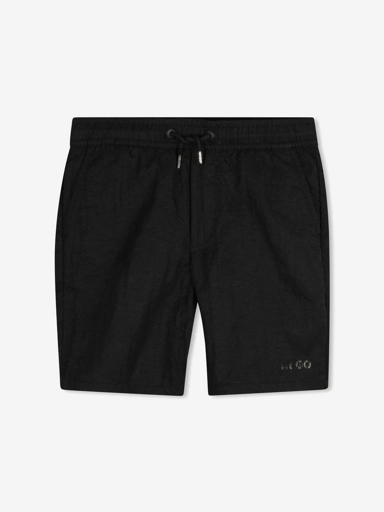Hugo Boss Boys Logo Print Swim Shorts in Black 1